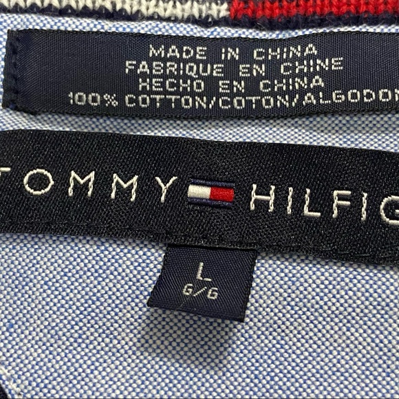 Tommy Hilfiger men blue, red, white 100% cotton, crew neck sweater. Size L. Used - Picture 10 of 11